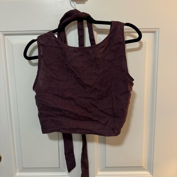 NWOT Linenfox Soja Linen Top & Kim Linen Shorts Set Eggplant Violet Size S-M - Picture 3 of 8